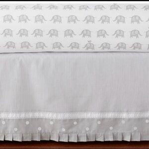 Pottery Barn Kids Elephant Print Crib Skirt in Gray and White